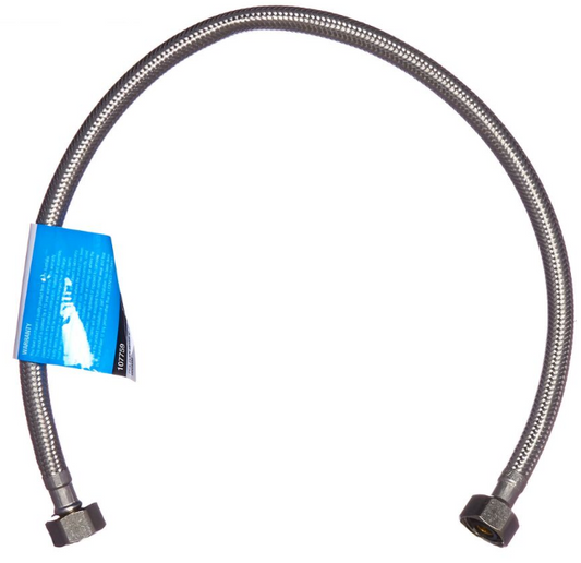 107758 - SS304 Braided 1/2'' Flex Hose Water 10mm x 450mm SS
