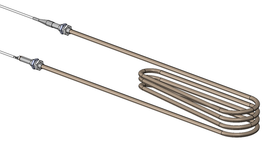 2120 - RR54 Bottom LH air heating element  (1220W) (c/w Brass Gland/ NO Compression gland)