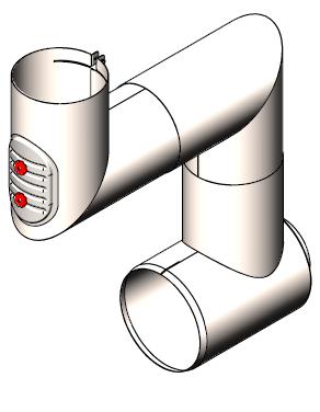 RRAP - Canopy Ducting Adaptor Kit  (C/W 1200mm Ceiling Elbow).  Roastrunner oven canopy to 250mm OD ducting ceiling drop.